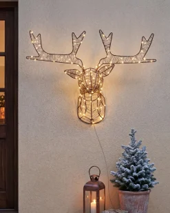 Dekoracja ogrodowa wisząca LED NELLIM Renifer 47 cm Czarny
