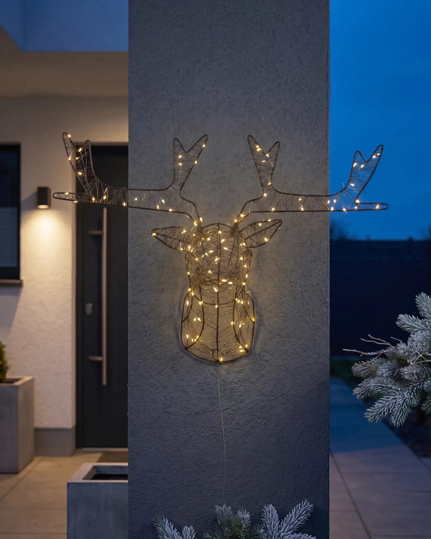 Dekoracja ogrodowa wisząca LED NELLIM Renifer 47 cm Czarny