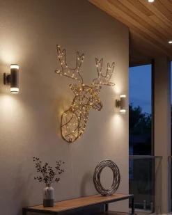 Dekoracja ogrodowa wisząca LED NELLIM Renifer 47 cm Czarny