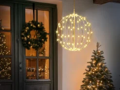 Dekoracja ogrodowa wisząca LED HOSFOS Bombka 42 cm Srebrny
