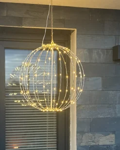 Dekoracja ogrodowa wisząca LED HOSFOS Bombka 42 cm Srebrny