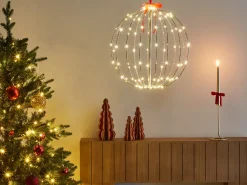 Dekoracja ogrodowa wisząca LED HOSFOS Bombka 42 cm Srebrny
