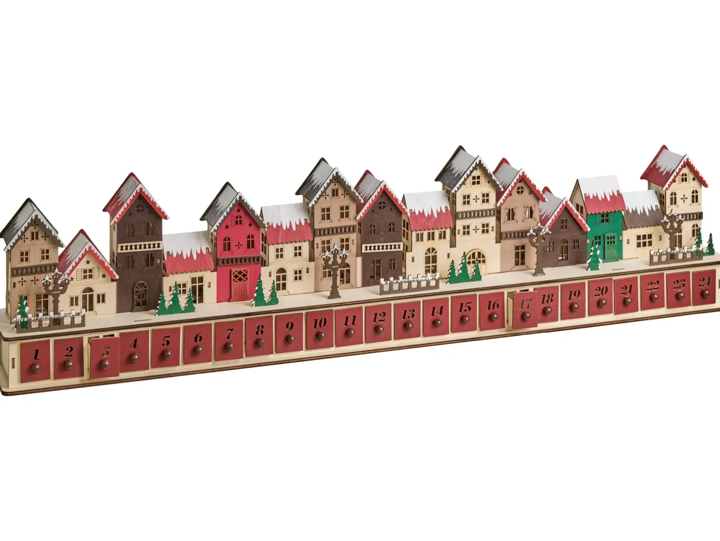 Dekoracja świąteczna LED ASPERN Kalendarz adwentowy 18 cm Czerwony