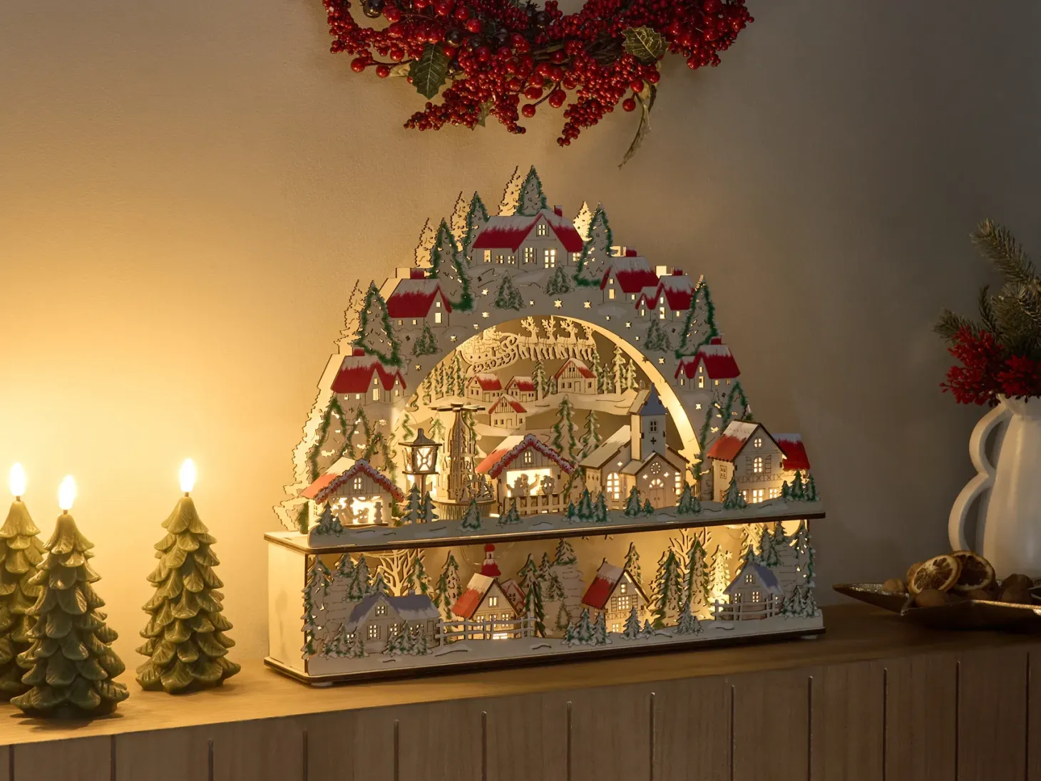 Dekoracja świąteczna LED BOLKESJO 39 cm Jasnobrązowy