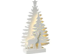 Dekoracja świąteczna LED FEMAN Choinka Renifer 36 cm Biały
