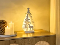 Dekoracja świąteczna LED FEMAN Choinka Renifer 36 cm Biały
