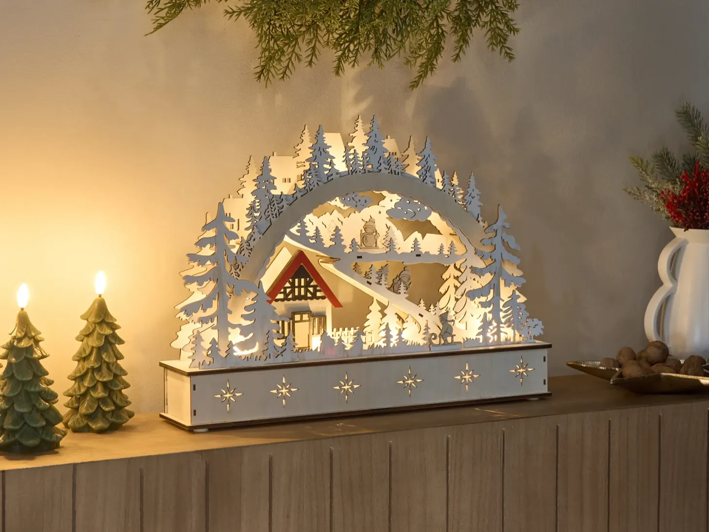 Dekoracja świąteczna LED GOKSJO 33 cm Jasnobrązowy