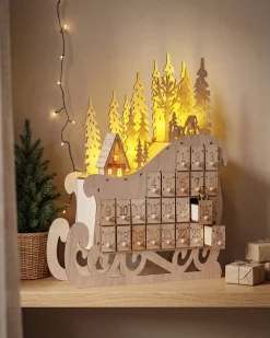 Dekoracja świąteczna LED IMPALA Kalendarz adwentowy 40 cm Jasnobrązowy