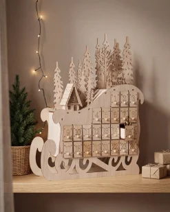 Dekoracja świąteczna LED IMPALA Kalendarz adwentowy 40 cm Jasnobrązowy