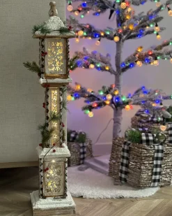 Dekoracja świąteczna LED LENTIRA Latarnia 80 cm Jasnobrązowy