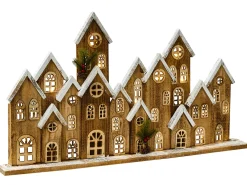 Dekoracja świąteczna LED MALLOS Domek 45 cm Brązowy
