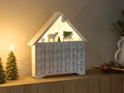 Dekoracja świąteczna LED MJOSA Kalendarz adwentowy 33 cm Biały
