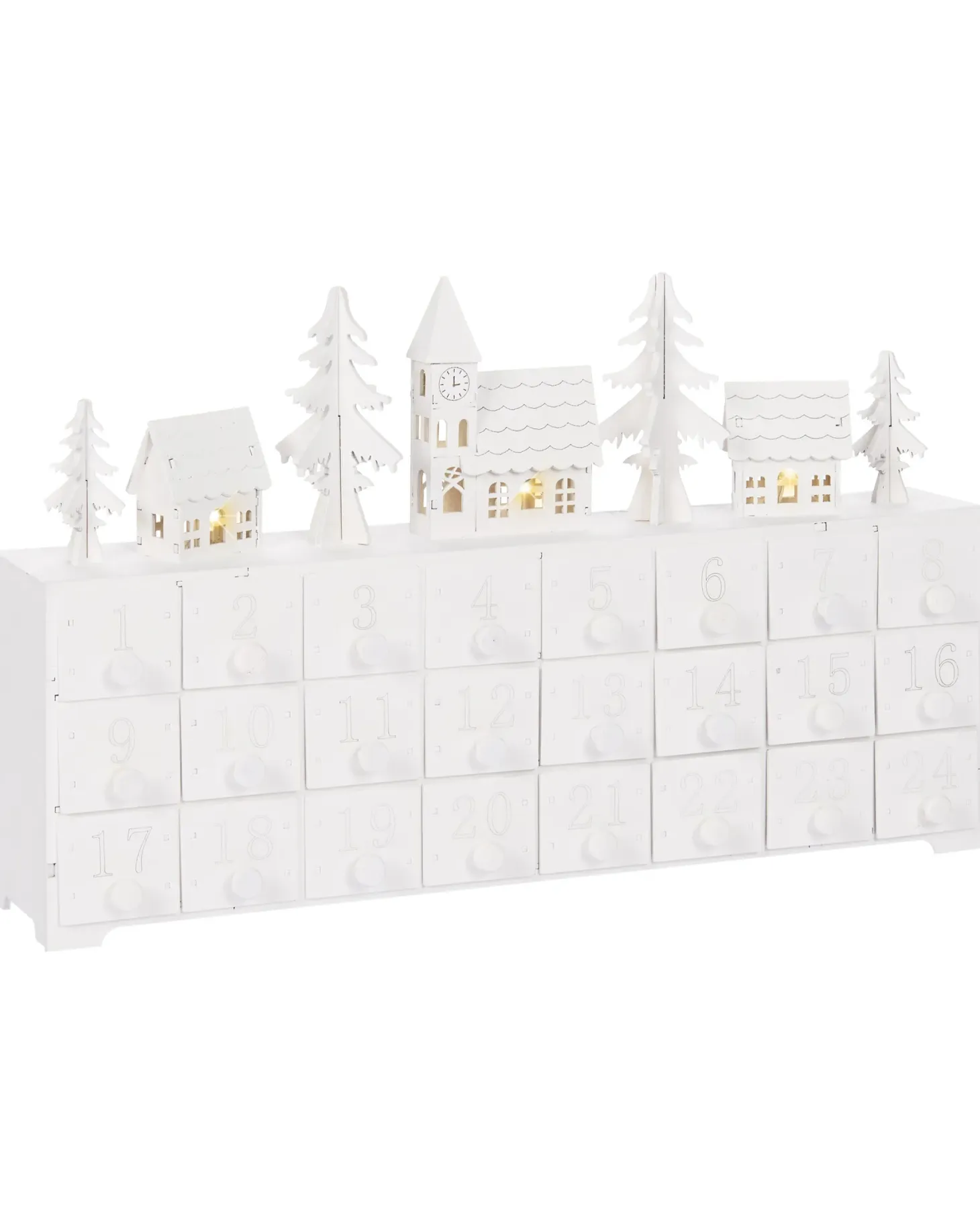 Dekoracja świąteczna LED MUONIO Kalendarz adwentowy 24 cm Biały