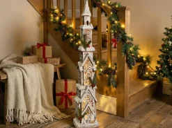 Dekoracja świąteczna LED NASIJARVI Domek 85 cm Jasnobrązowy