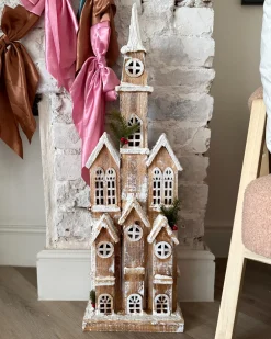 Dekoracja świąteczna LED NILAKA Domek 85 cm Jasnobrązowy