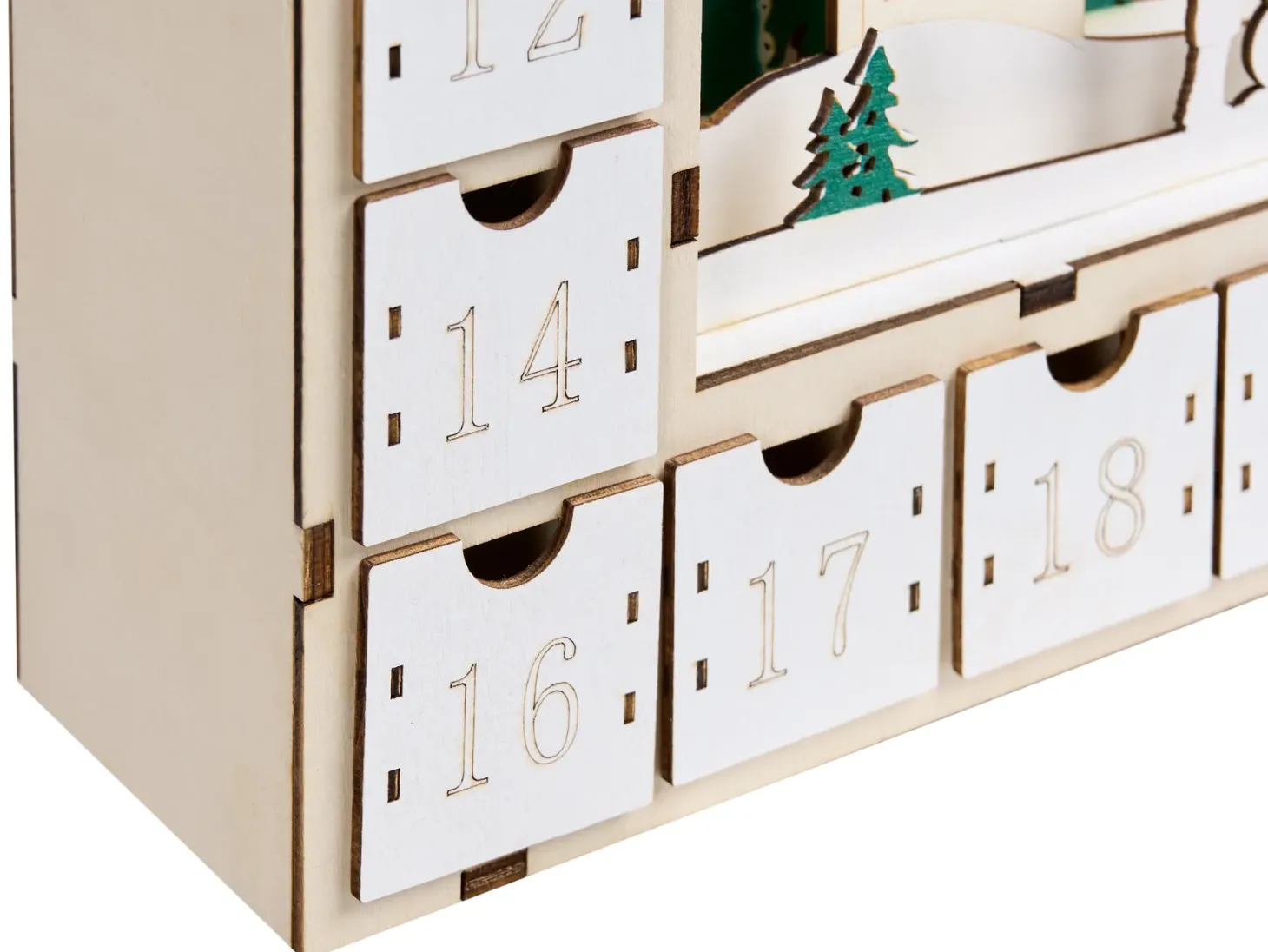 Dekoracja świąteczna LED NISSER Kalendarz adwentowy 44 cm Jasnobrązowy