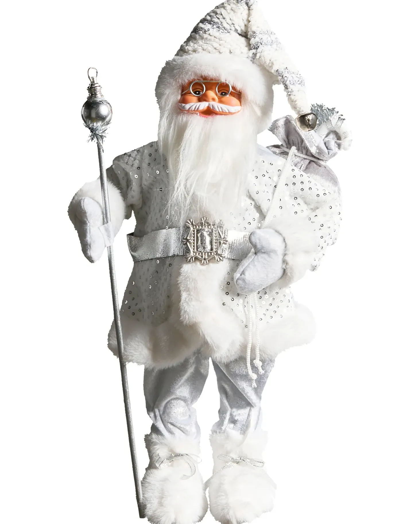 Dekoracja świąteczna NELAUG Mikołaj 48 cm Srebrny