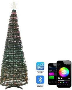 Dekoracja świąteczna podłogowa Smart LED Sterowane aplikacją SAARLOQ Choinka 188 cm Zielony