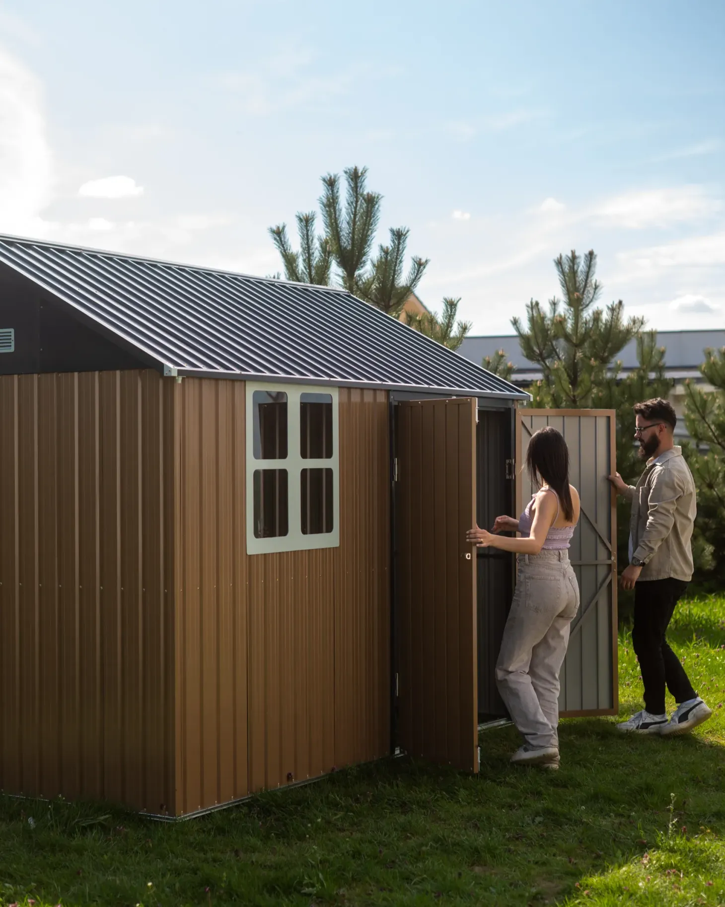 Domek narzędziowy NOCCIANO 313 cm 220 cm Brązowy