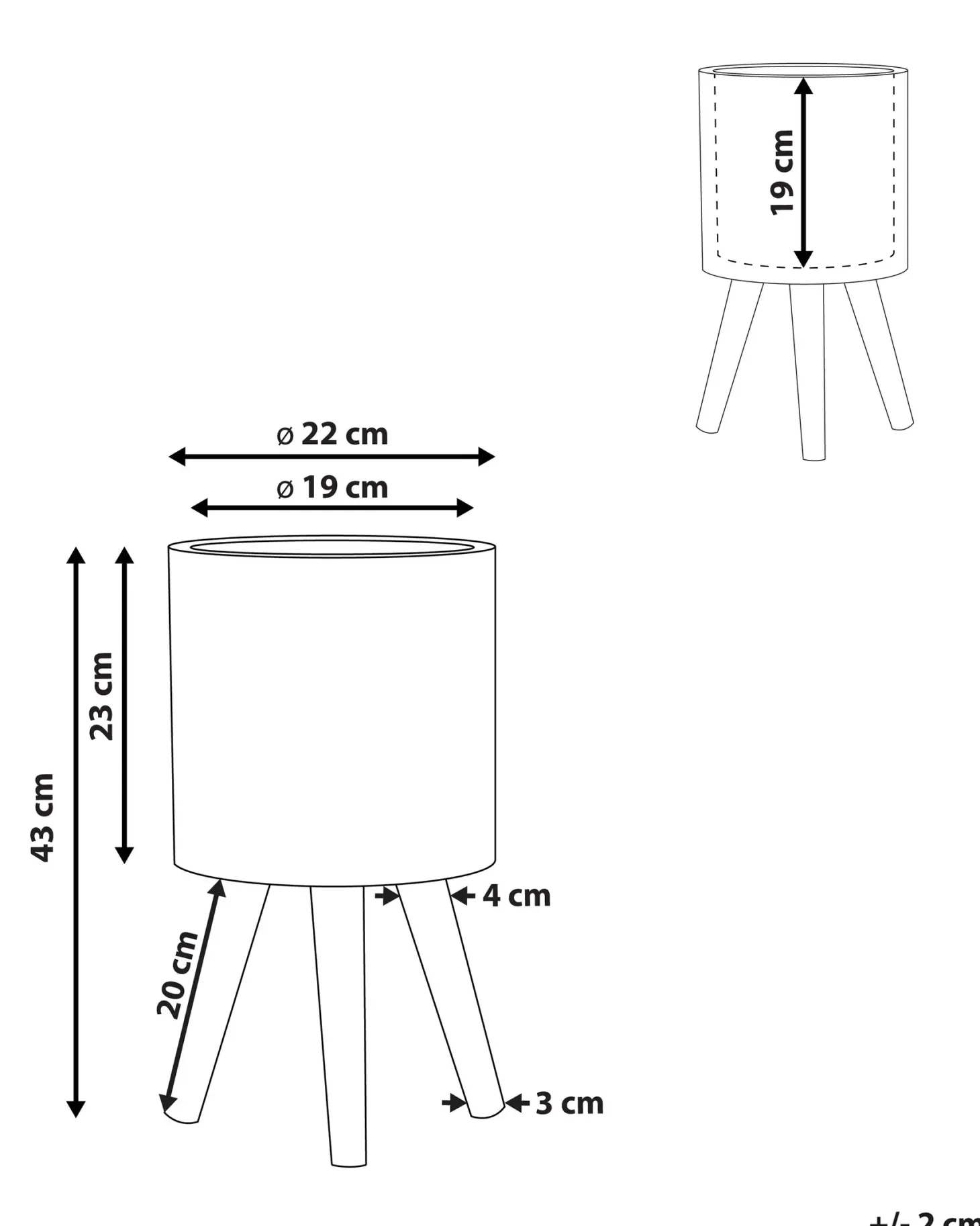 Donica na nóżkach KOTTES 22 cm Jasnobrązowy