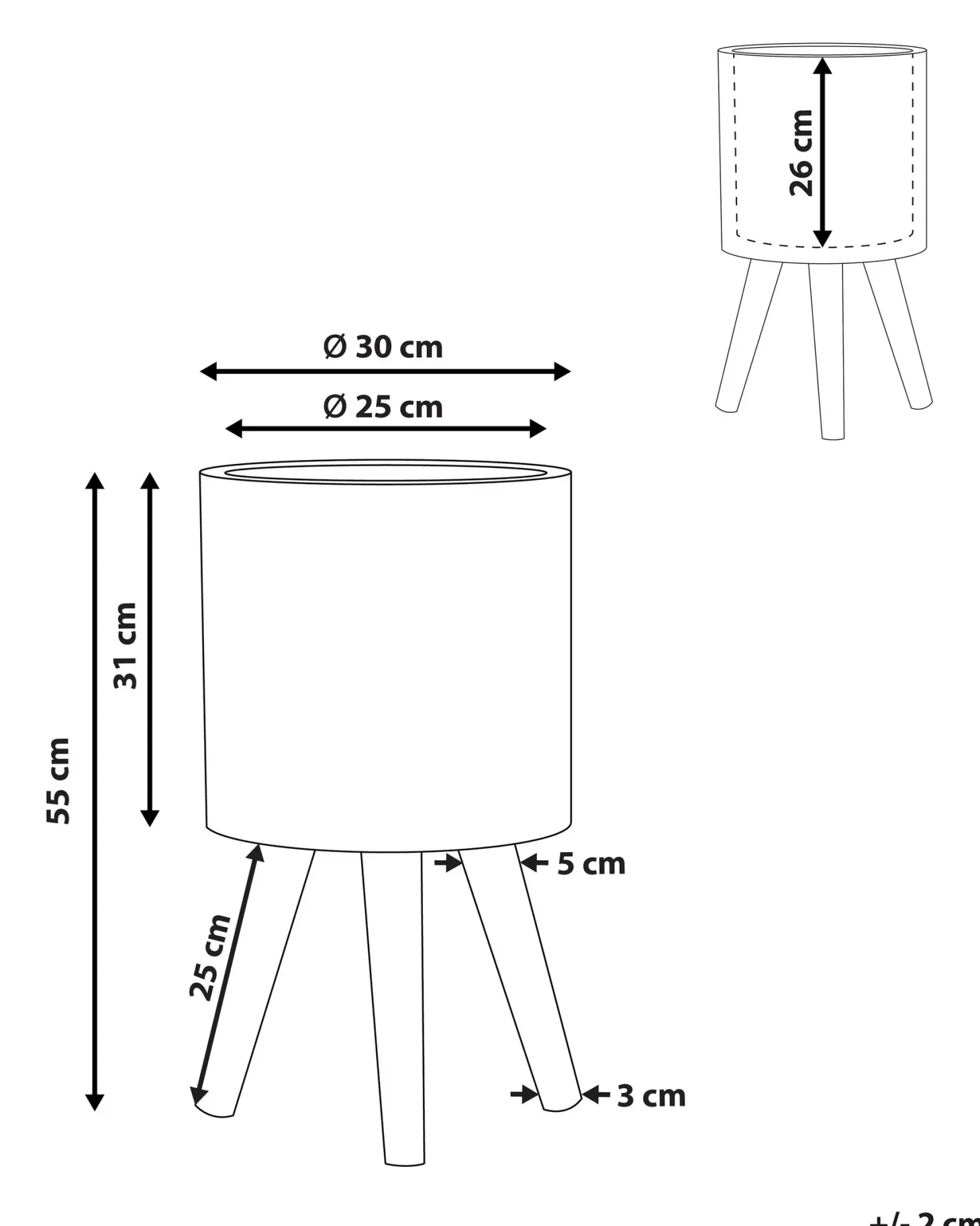Donica na nóżkach MILINA 30 cm Beżowy
