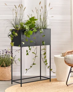 Donica na nóżkach TAPIEN Metal 70 cm Czarny