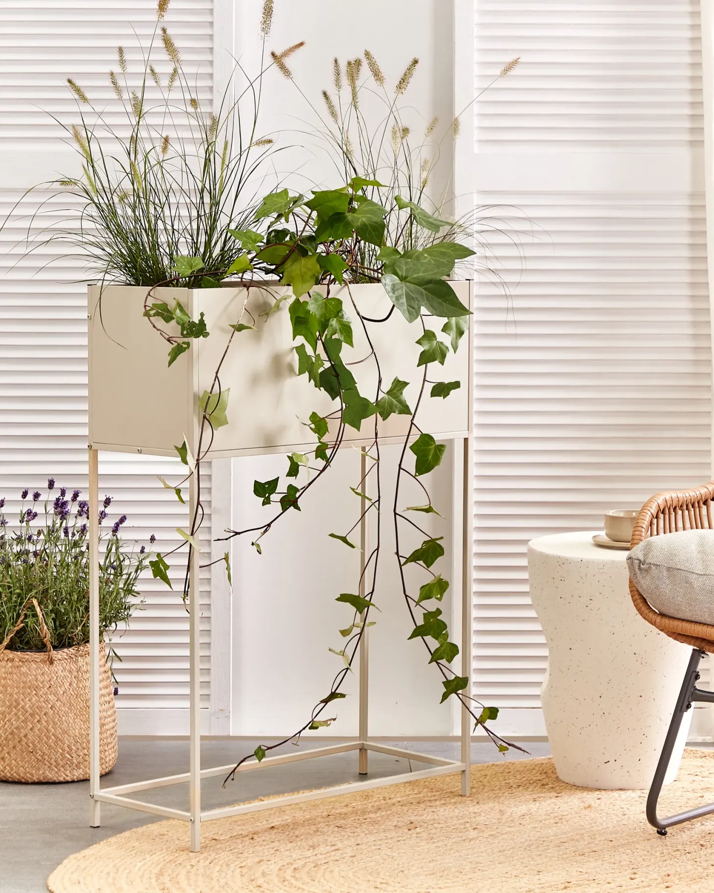 Donica na nóżkach TAPIEN Metal 70 cm Beżowy