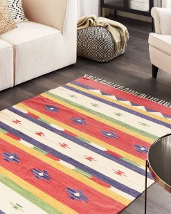 Dywan ALAPARS Kolorowy 140 x 200 cm Bawełna Kilim