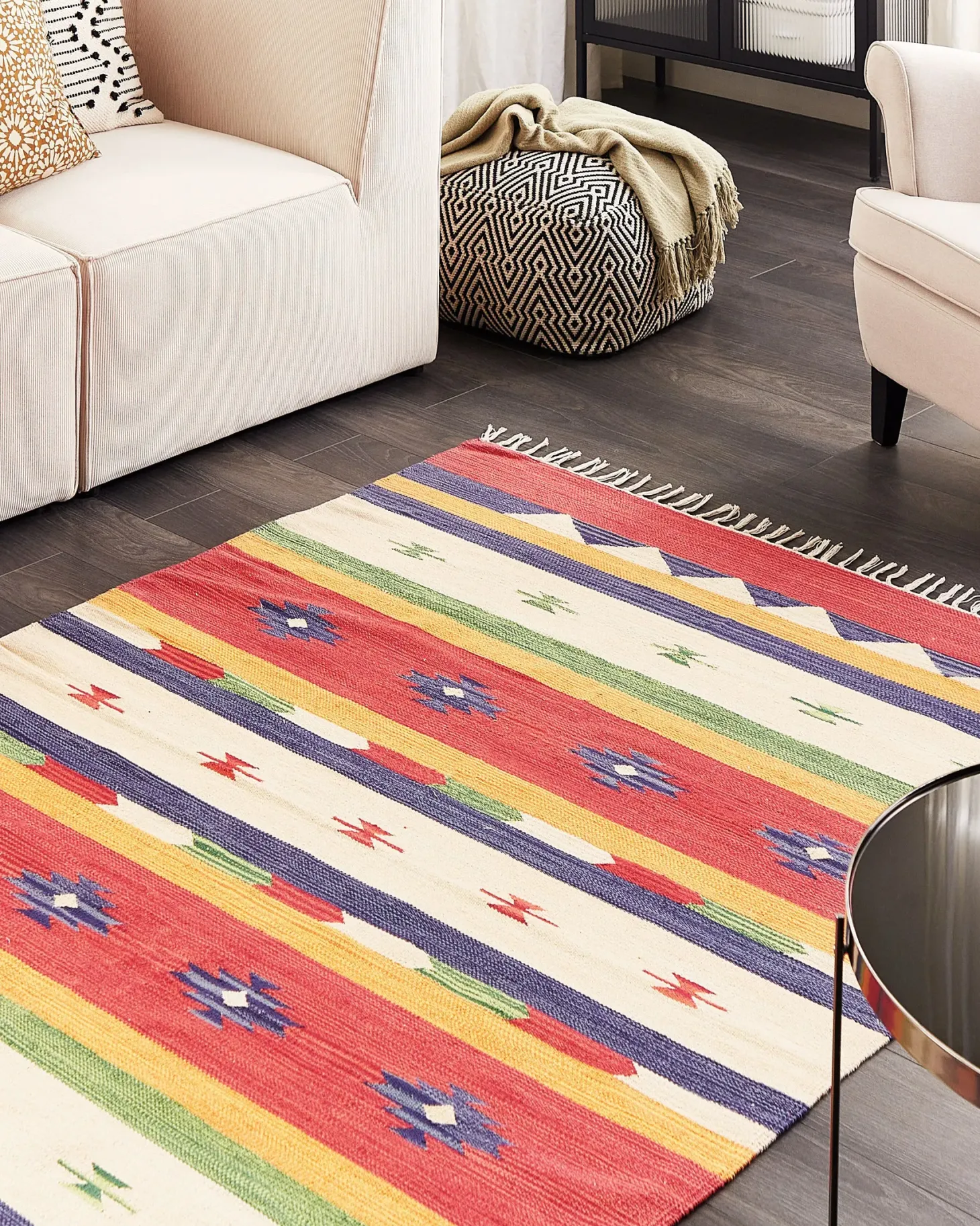 Dywan ALAPARS Kolorowy 140 x 200 cm Bawełna Kilim