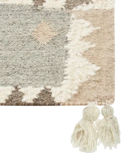 Dywan ARALEZ Beżowy 160 x 230 cm Wełna Kilim