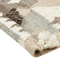 Dywan ARALEZ Beżowy 160 x 230 cm Wełna Kilim
