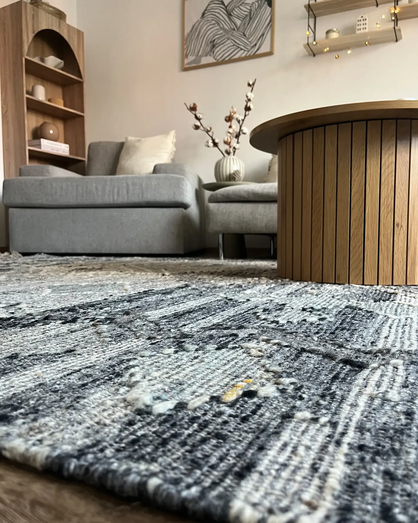 Dywan ARATASHEN Szary 200 x 300 cm Wełna Kilim