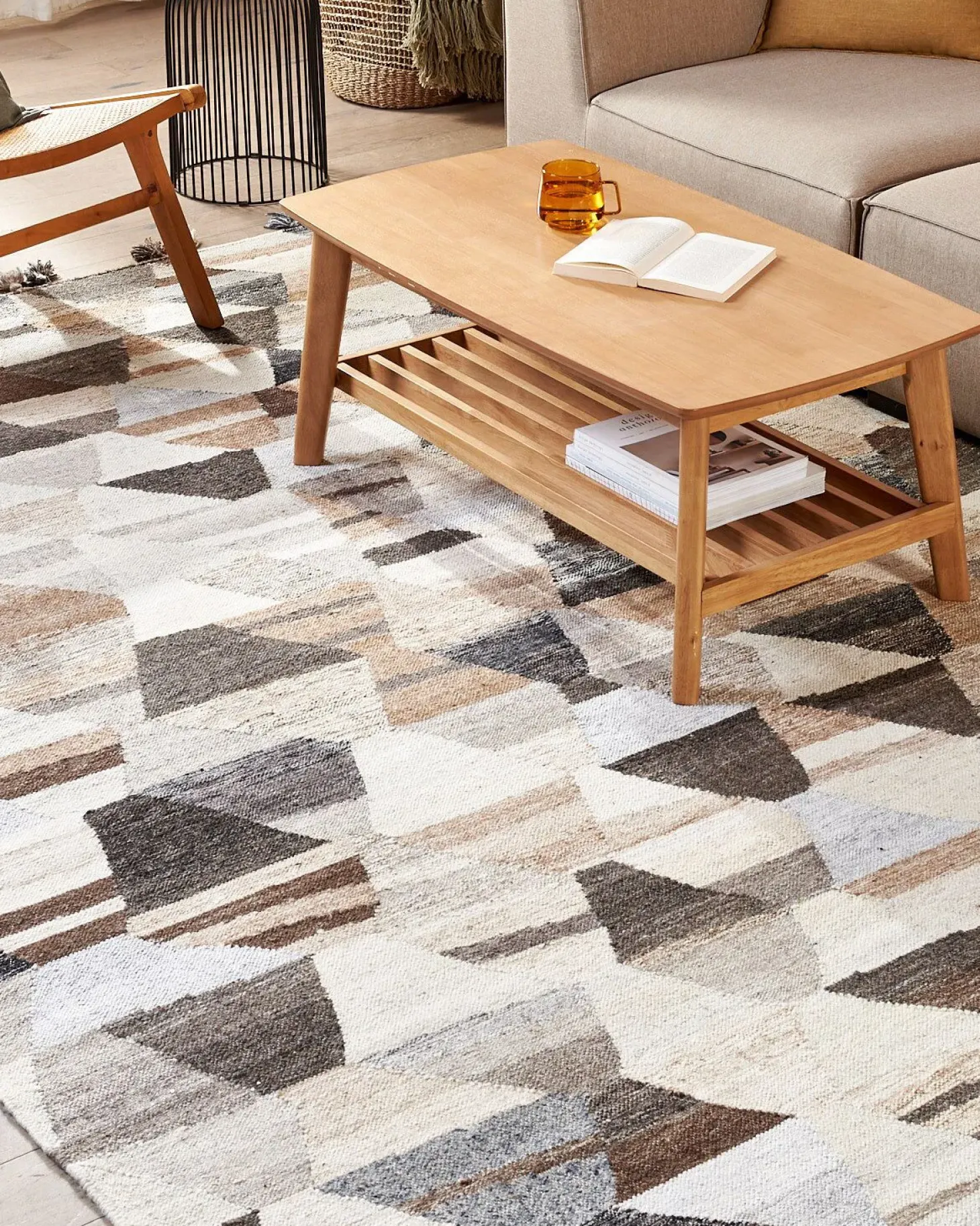 Dywan ARGAVAND Beżowy 160 x 230 cm Wełna Kilim