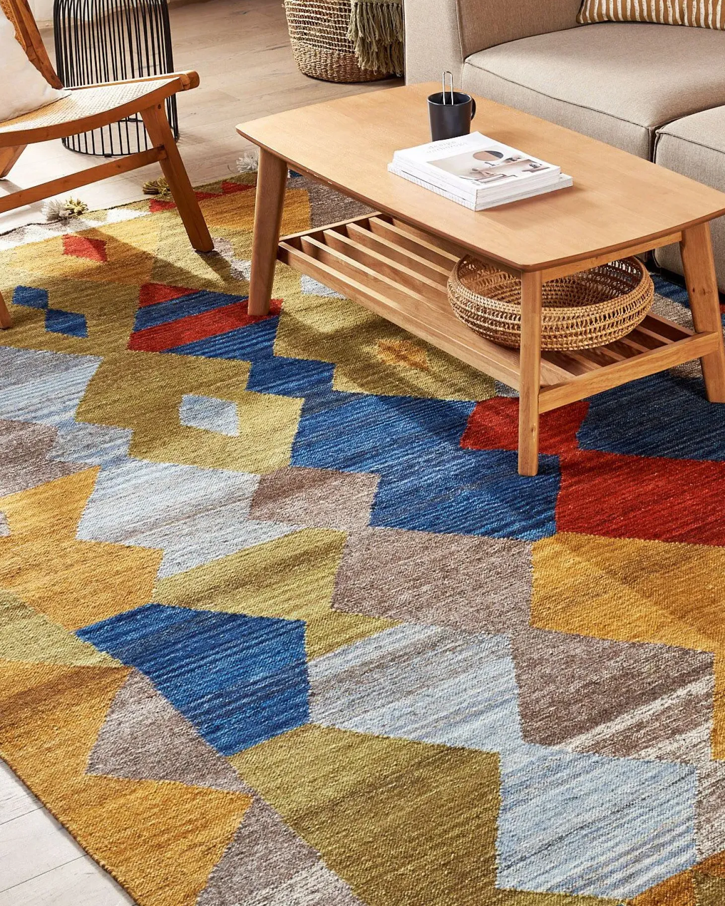 Dywan ARZAKAN Kolorowy 160 x 230 cm Wełna Kilim
