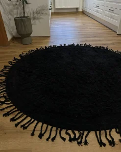 Dywan BITLIS Czarny ø 140 cm Bawełna