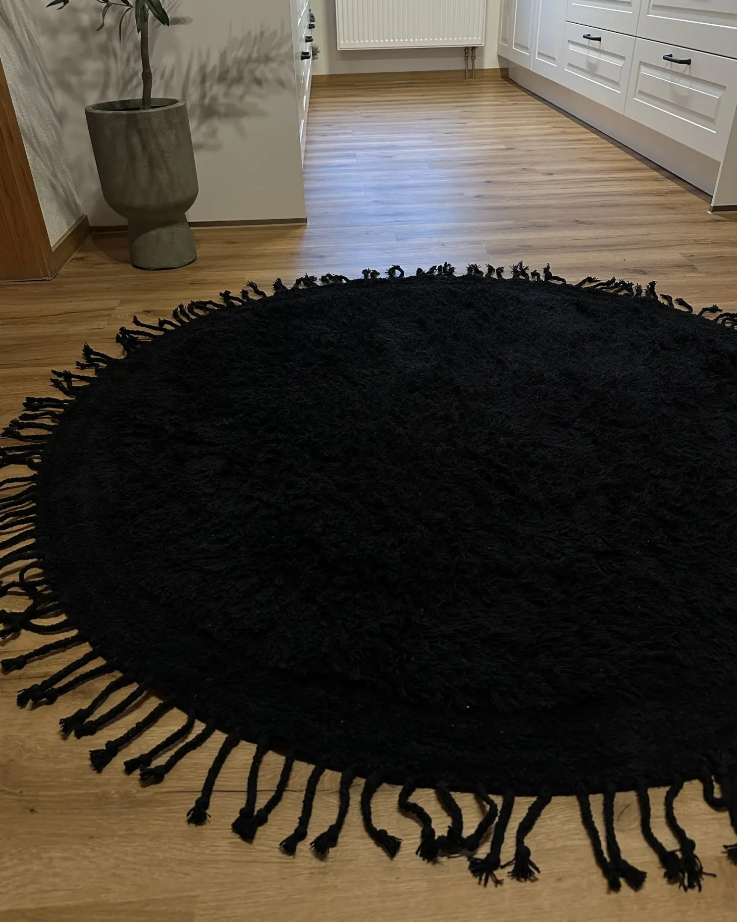 Dywan BITLIS Czarny ø 140 cm Bawełna