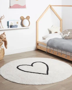 Dywan dziecięcy HEART Beżowy ø 140 cm Bawełna