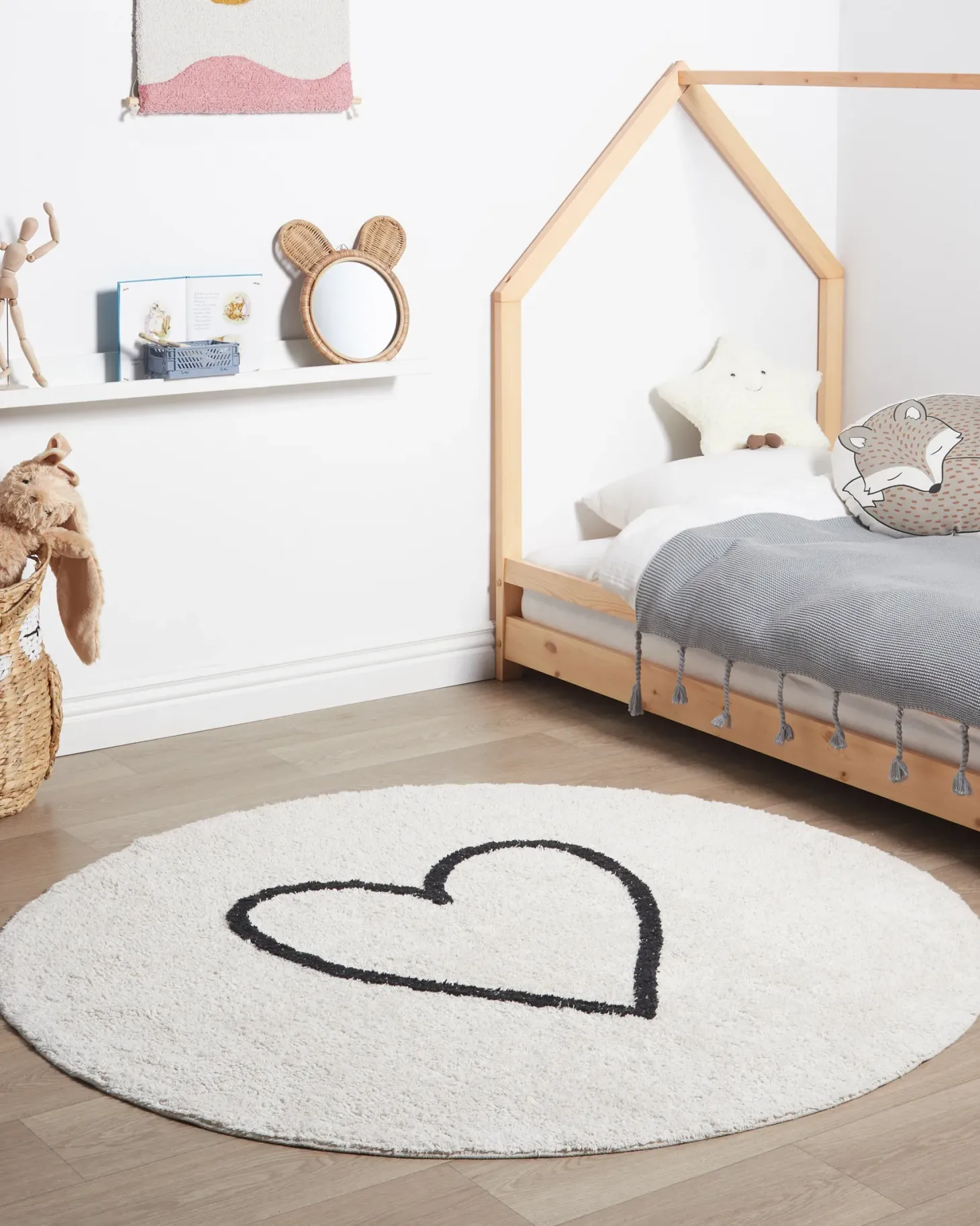 Dywan dziecięcy HEART Beżowy ø 140 cm Bawełna