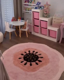 Dywan dziecięcy KHARAT Pastelowy róż ø 140 cm Bawełna