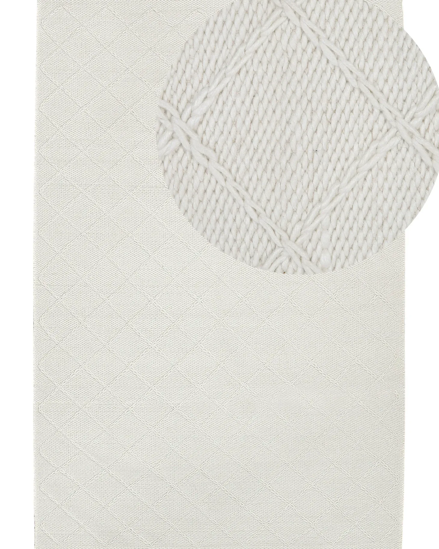 Dywan ELLEK Biały 160 x 230 cm Wełna