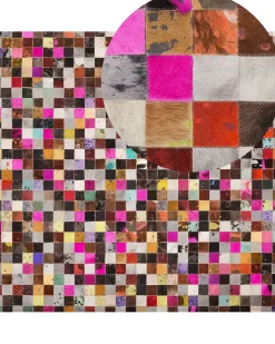 Dywan ENNE Kolorowy 200 x 200 cm Skóra naturalna