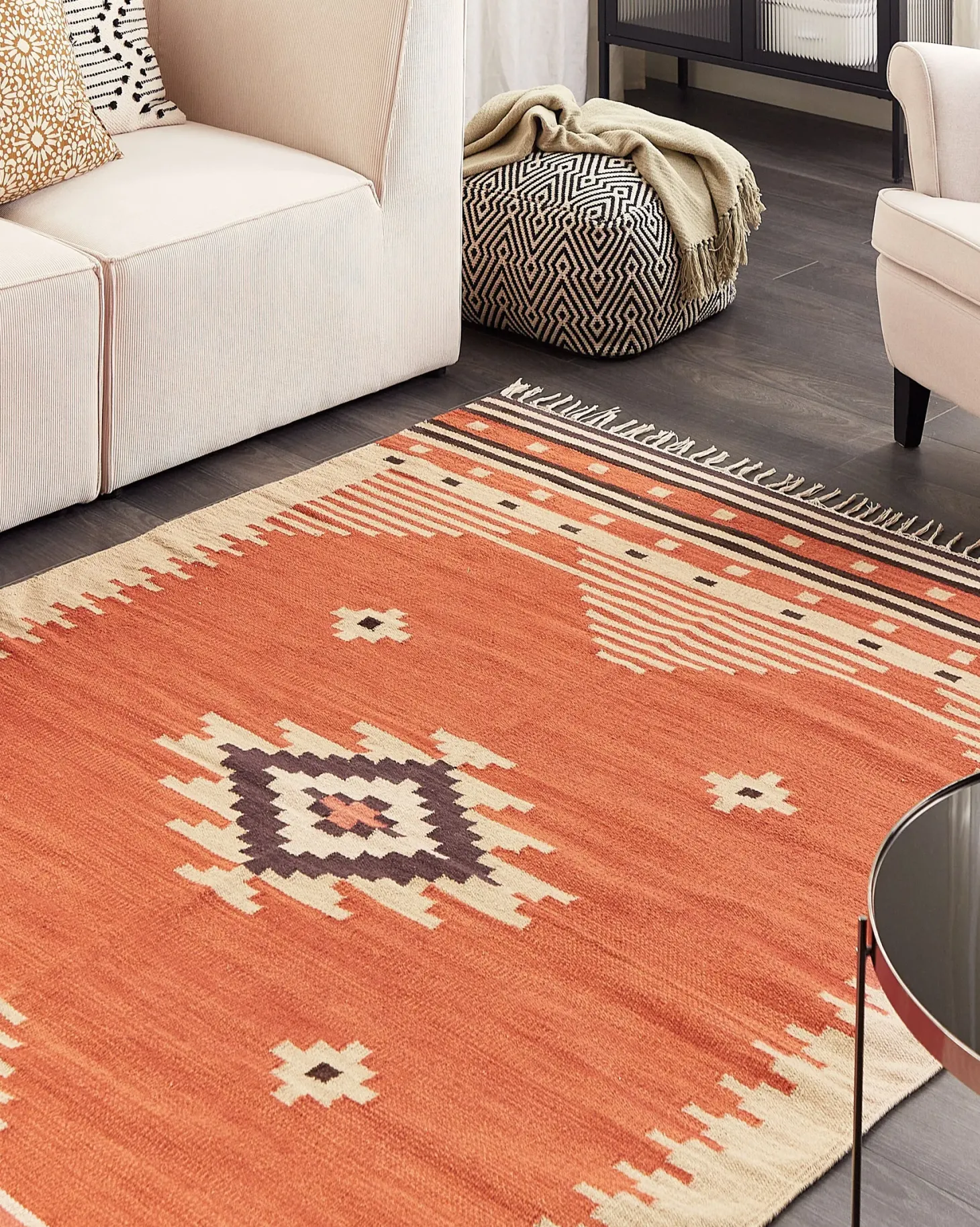 Dywan GAVAR Pomarańczowy 160 x 230 cm Bawełna Kilim