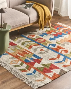 Dywan KAGHSI Kolorowy 140 x 200 cm Wełna Kilim