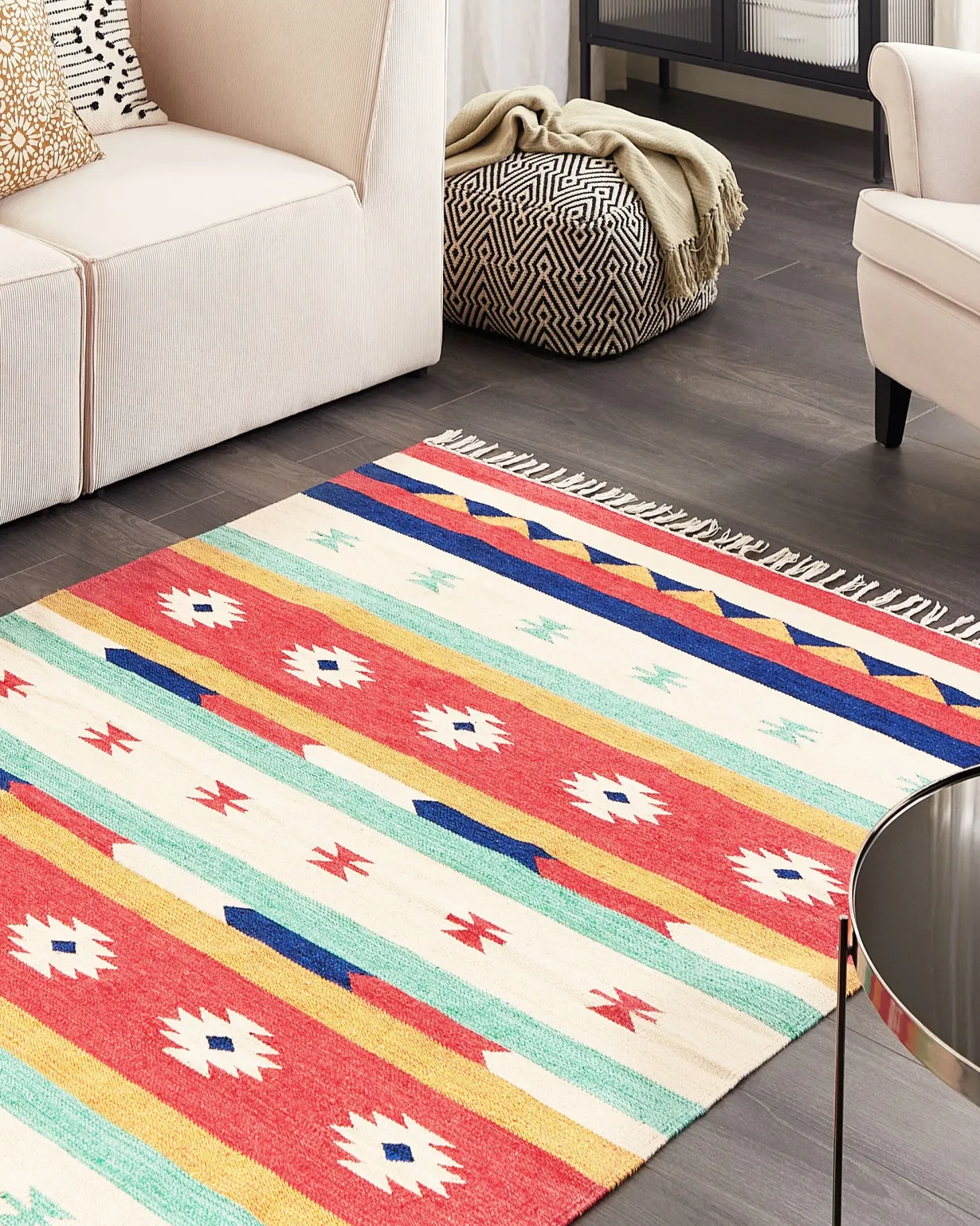 Dywan MARGARA Kolorowy 140 x 200 cm Bawełna Kilim