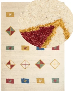 Dywan MISINLI Beżowy 160 x 230 cm Wełna Gabbeh