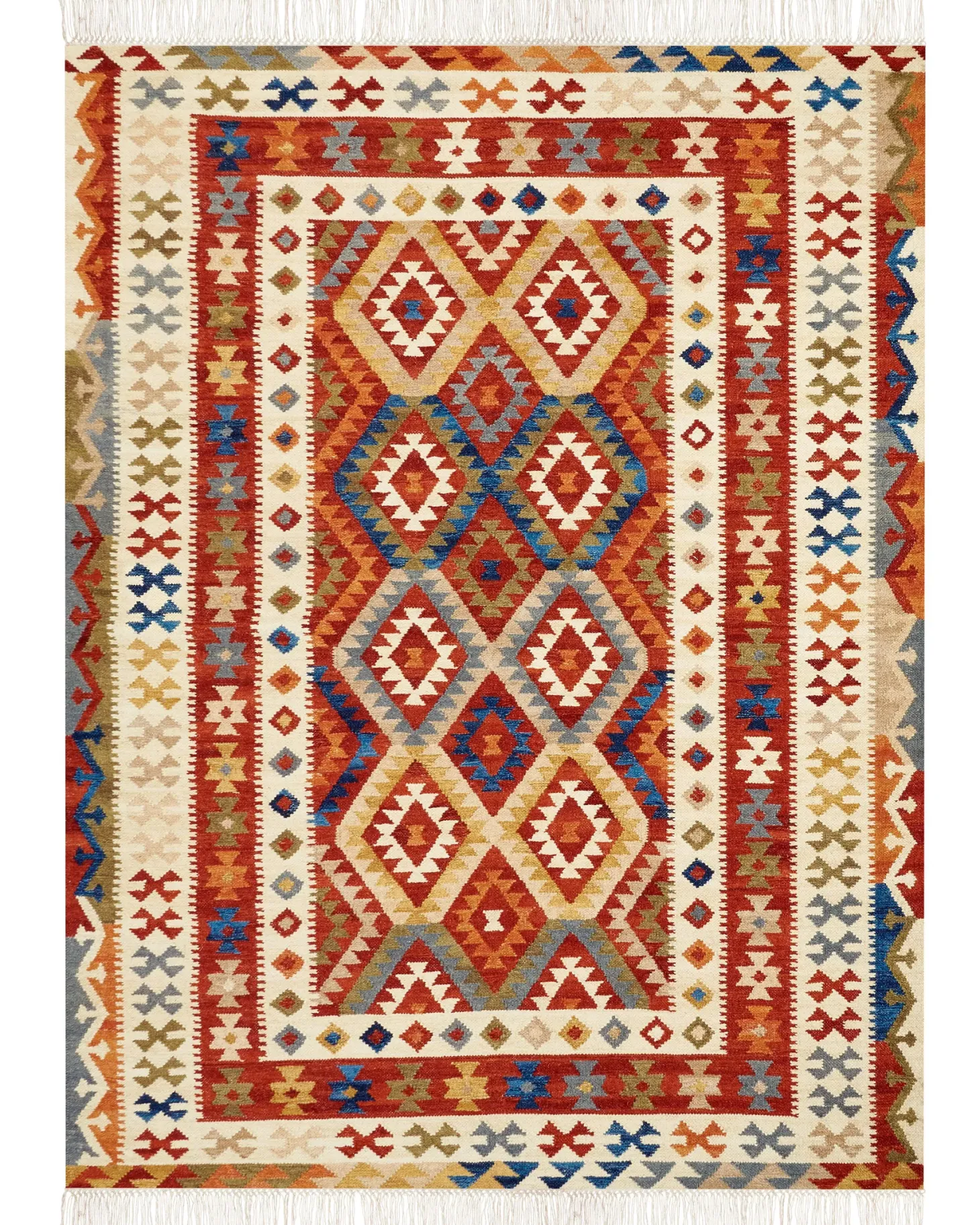 Dywan OSHAKAN Kolorowy 160 x 230 cm Wełna Kilim