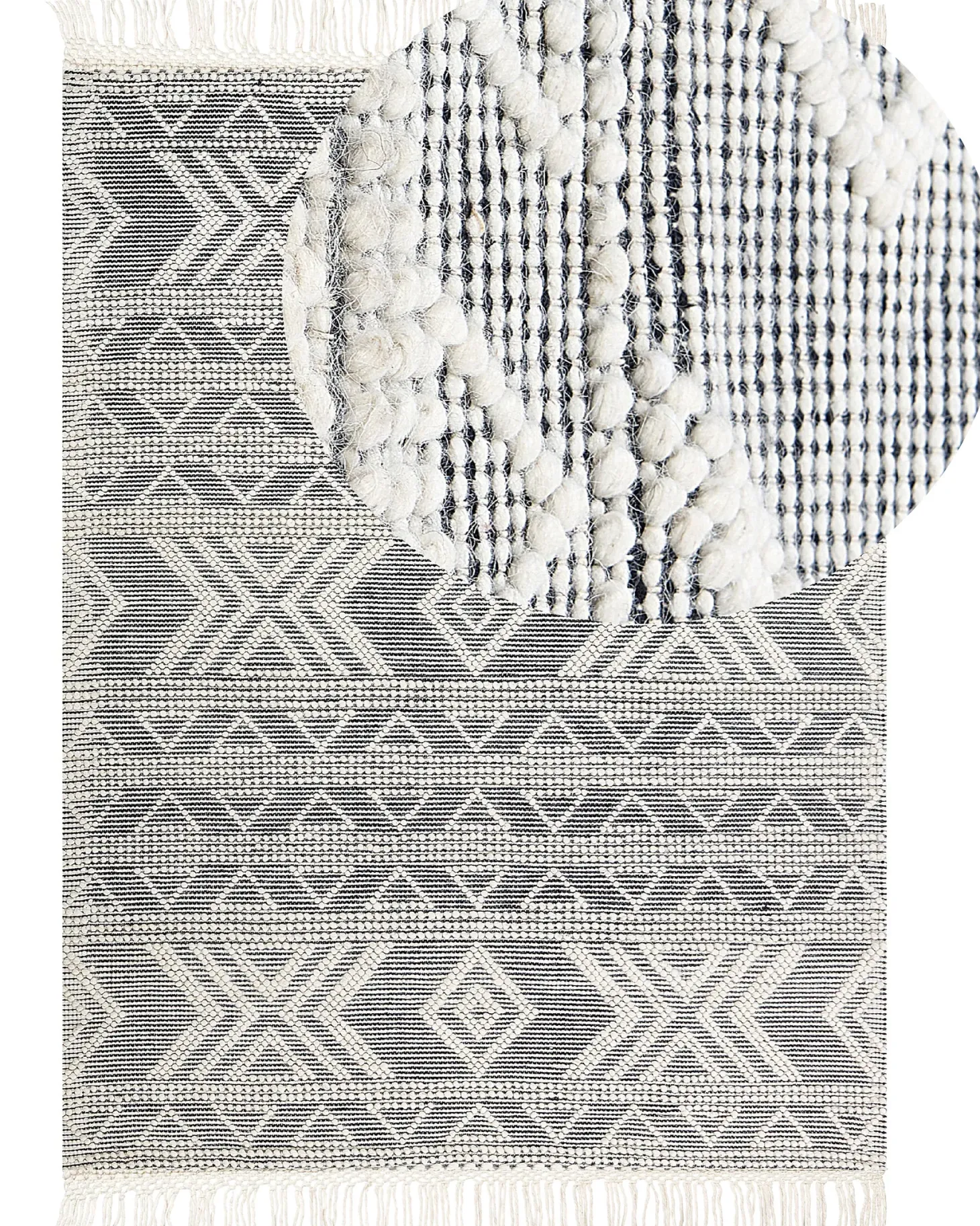 Dywan PAZAR Czarny/ biały 160 x 230 cm Wełna