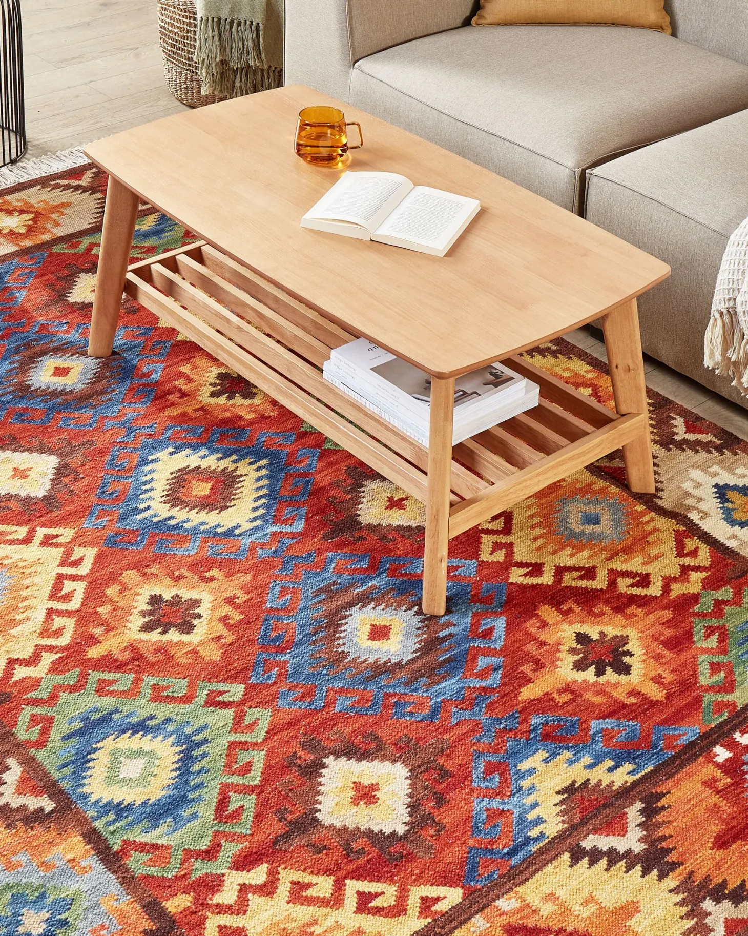 Dywan ZOVUNI Kolorowy 160 x 230 cm Wełna Kilim