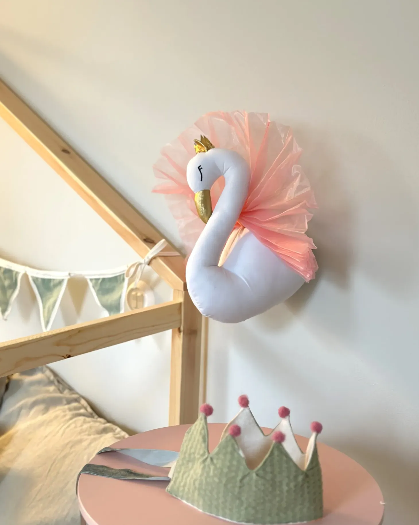 Dziecięca ozdoba ścienna Łabędź ODETTA Bawełna 32 cm Biały