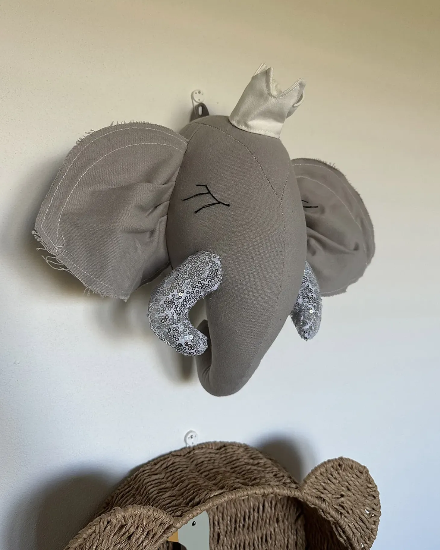Dziecięca ozdoba ścienna Słoń TANTOR Bawełna 33 cm Szary